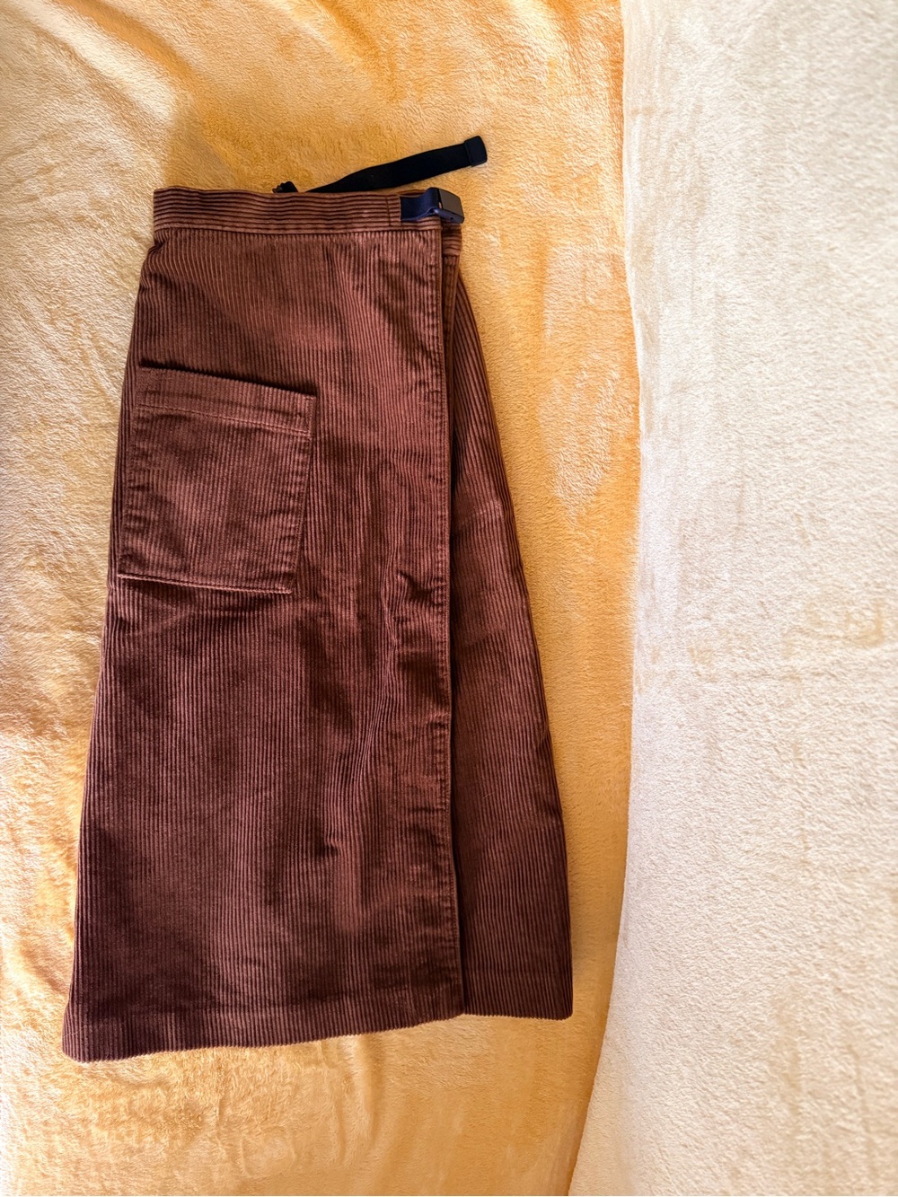 Brown Corduroy Midi Length Wrap Skirt